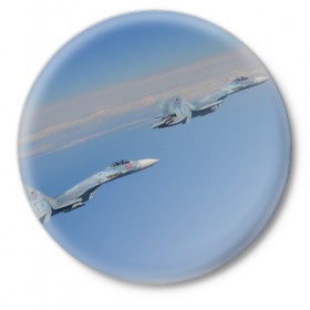 Значок с принтом Боевой строй в Тюмени,  металл | круглая форма, металлическая застежка в виде булавки | самолет
