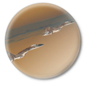 Значок с принтом Ночной рейд в Тюмени,  металл | круглая форма, металлическая застежка в виде булавки | самолет