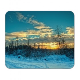 Коврик прямоугольный с принтом Winter sunset в Тюмени, натуральный каучук | размер 230 х 185 мм; запечатка лицевой стороны | Тематика изображения на принте: закат | лес зима | пейзаж