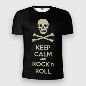 Мужская футболка 3D спортивная с принтом Keep Calm and ROCK в Тюмени, 100% полиэстер с улучшенными характеристиками | приталенный силуэт, круглая горловина, широкие плечи, сужается к линии бедра | music | rock | rock and roll | музыка | рок