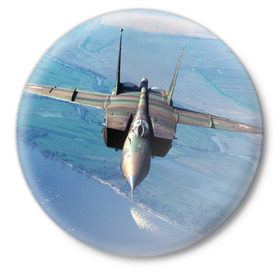 Значок с принтом МиГ-31 в Тюмени,  металл | круглая форма, металлическая застежка в виде булавки | самолет