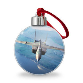 Ёлочный шар с принтом МиГ-31 в Тюмени, Пластик | Диаметр: 77 мм | Тематика изображения на принте: самолет