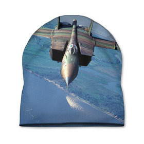 Шапка 3D с принтом МиГ-31 в Тюмени, 100% полиэстер | универсальный размер, печать по всей поверхности изделия | самолет