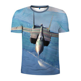 Мужская футболка 3D спортивная с принтом МиГ-31 в Тюмени, 100% полиэстер с улучшенными характеристиками | приталенный силуэт, круглая горловина, широкие плечи, сужается к линии бедра | самолет