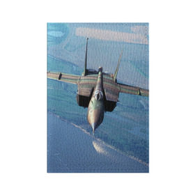 Обложка для паспорта матовая кожа с принтом МиГ-31 в Тюмени, натуральная матовая кожа | размер 19,3 х 13,7 см; прозрачные пластиковые крепления | самолет