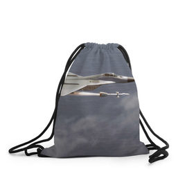 Рюкзак-мешок 3D с принтом Атака МиГ-29 в Тюмени, 100% полиэстер | плотность ткани — 200 г/м2, размер — 35 х 45 см; лямки — толстые шнурки, застежка на шнуровке, без карманов и подкладки | самолет
