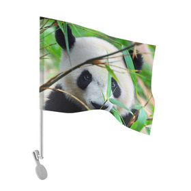 Флаг для автомобиля с принтом Панда в лесу в Тюмени, 100% полиэстер | Размер: 30*21 см | бамбук | животное | медведь