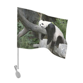 Флаг для автомобиля с принтом Большая уставшая панда в Тюмени, 100% полиэстер | Размер: 30*21 см | бамбук | животное | медведь