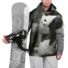 Накидка на куртку 3D с принтом Большая уставшая панда в Тюмени, 100% полиэстер |  | бамбук | животное | медведь