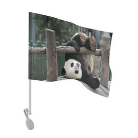 Флаг для автомобиля с принтом Паркур панда в Тюмени, 100% полиэстер | Размер: 30*21 см | бамбук | животное | медведь