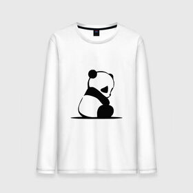 Мужской лонгслив хлопок с принтом Грустный панда в Тюмени, 100% хлопок |  | бамбук | животное | медведь