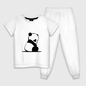 Детская пижама хлопок с принтом Грустный панда в Тюмени, 100% хлопок |  брюки и футболка прямого кроя, без карманов, на брюках мягкая резинка на поясе и по низу штанин
 | бамбук | животное | медведь
