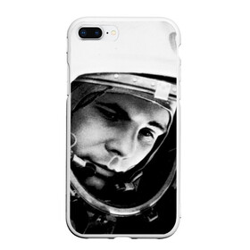 Чехол для iPhone 7Plus/8 Plus матовый с принтом Юрий Гагарин в Тюмени, Силикон | Область печати: задняя сторона чехла, без боковых панелей | первый космонавт