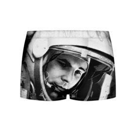 Мужские трусы 3D с принтом Юрий Гагарин в Тюмени, 50% хлопок, 50% полиэстер | классическая посадка, на поясе мягкая тканевая резинка | Тематика изображения на принте: первый космонавт