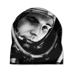 Шапка 3D с принтом Юрий Гагарин в Тюмени, 100% полиэстер | универсальный размер, печать по всей поверхности изделия | первый космонавт