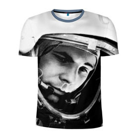 Мужская футболка 3D спортивная с принтом Юрий Гагарин в Тюмени, 100% полиэстер с улучшенными характеристиками | приталенный силуэт, круглая горловина, широкие плечи, сужается к линии бедра | первый космонавт