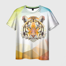 Мужская футболка 3D с принтом Тигр в Тюмени, 100% полиэфир | прямой крой, круглый вырез горловины, длина до линии бедер | большая кошка | дикие животные | животные | тигр
