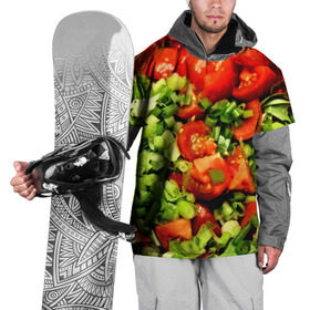 Накидка на куртку 3D с принтом Салатик в Тюмени, 100% полиэстер |  | зеленый | красный | нарезка | овощи | яркий