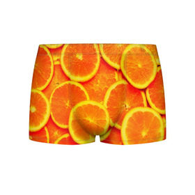 Мужские трусы 3D с принтом Сочные апельсины в Тюмени, 50% хлопок, 50% полиэстер | классическая посадка, на поясе мягкая тканевая резинка | Тематика изображения на принте: апельсин | летние | сочные | цитрус | яркие