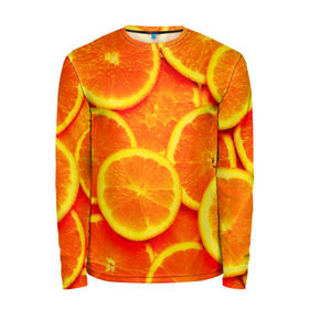 Мужской лонгслив 3D с принтом Сочные апельсины в Тюмени, 100% полиэстер | длинные рукава, круглый вырез горловины, полуприлегающий силуэт | апельсин | летние | сочные | цитрус | яркие