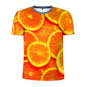 Мужская футболка 3D спортивная с принтом Сочные апельсины в Тюмени, 100% полиэстер с улучшенными характеристиками | приталенный силуэт, круглая горловина, широкие плечи, сужается к линии бедра | Тематика изображения на принте: апельсин | летние | сочные | цитрус | яркие