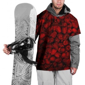 Накидка на куртку 3D с принтом Малинки в Тюмени, 100% полиэстер |  | Тематика изображения на принте: малиновый | паттерн | темный | ягоды