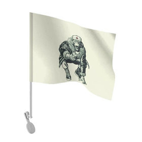 Флаг для автомобиля с принтом Обезьяна с пистолетом в Тюмени, 100% полиэстер | Размер: 30*21 см | звезда | пистолет | шапка | шимпанзе