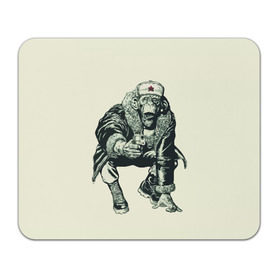 Коврик прямоугольный с принтом Обезьяна с пистолетом в Тюмени, натуральный каучук | размер 230 х 185 мм; запечатка лицевой стороны | Тематика изображения на принте: звезда | пистолет | шапка | шимпанзе