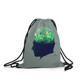 Рюкзак-мешок 3D с принтом Голова горшок в Тюмени, 100% полиэстер | плотность ткани — 200 г/м2, размер — 35 х 45 см; лямки — толстые шнурки, застежка на шнуровке, без карманов и подкладки | голова | горшок | колба | стекло | цветок | человек