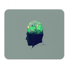 Коврик прямоугольный с принтом Голова горшок в Тюмени, натуральный каучук | размер 230 х 185 мм; запечатка лицевой стороны | голова | горшок | колба | стекло | цветок | человек