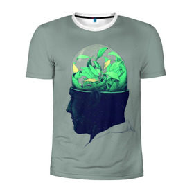 Мужская футболка 3D спортивная с принтом Голова горшок в Тюмени, 100% полиэстер с улучшенными характеристиками | приталенный силуэт, круглая горловина, широкие плечи, сужается к линии бедра | голова | горшок | колба | стекло | цветок | человек