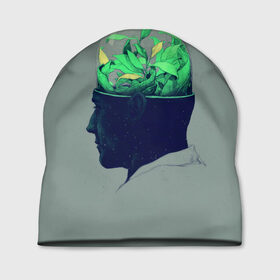Шапка 3D с принтом Голова горшок в Тюмени, 100% полиэстер | универсальный размер, печать по всей поверхности изделия | голова | горшок | колба | стекло | цветок | человек