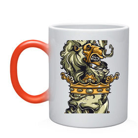 Кружка хамелеон с принтом Король лев в Тюмени, керамика | меняет цвет при нагревании, емкость 330 мл | король | корона | лев | скелет | череп