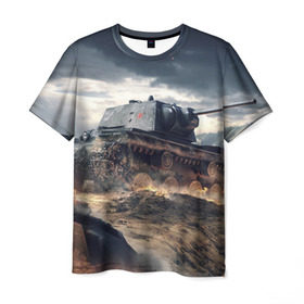 Мужская футболка 3D с принтом Танк в Тюмени, 100% полиэфир | прямой крой, круглый вырез горловины, длина до линии бедер | 9 мая | день победы | оружие | советский танк | танк | танковые войска
