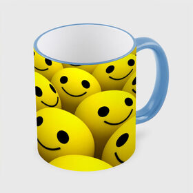 Кружка 3D с принтом Счастливые смайлики в Тюмени, керамика | ёмкость 330 мл | no problems | smile | без проблем | весёлый | довольный | оптимизм | позитив | позитивный | радость | смайлики | смех | счастливый | счастье | улыбаться | улыбка | хорошее настроение