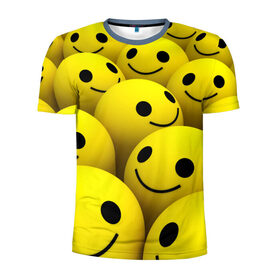 Мужская футболка 3D спортивная с принтом Счастливые смайлики в Тюмени, 100% полиэстер с улучшенными характеристиками | приталенный силуэт, круглая горловина, широкие плечи, сужается к линии бедра | no problems | smile | без проблем | весёлый | довольный | оптимизм | позитив | позитивный | радость | смайлики | смех | счастливый | счастье | улыбаться | улыбка | хорошее настроение