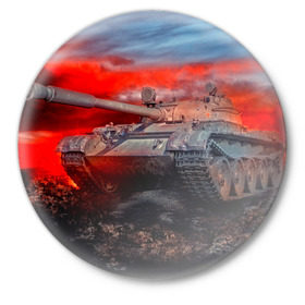 Значок с принтом Tank в Тюмени,  металл | круглая форма, металлическая застежка в виде булавки | 3d | 9 мая | война | огонь | победа | танк | танкист | техника