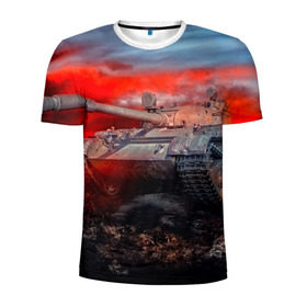 Мужская футболка 3D спортивная с принтом Tank в Тюмени, 100% полиэстер с улучшенными характеристиками | приталенный силуэт, круглая горловина, широкие плечи, сужается к линии бедра | 3d | 9 мая | война | огонь | победа | танк | танкист | техника