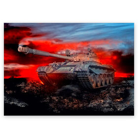 Поздравительная открытка с принтом Tank в Тюмени, 100% бумага | плотность бумаги 280 г/м2, матовая, на обратной стороне линовка и место для марки
 | 3d | 9 мая | война | огонь | победа | танк | танкист | техника