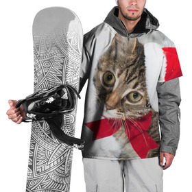 Накидка на куртку 3D с принтом Новогодний кот в колпаке в Тюмени, 100% полиэстер |  | грустный | добрый | животное | киса | киска кися | кот | котенок | котэ | кошка | красивый | лапа | лапка | ласковый | милый | моська | мурлыка | прикольный | смешной | унылый | усатый | шерсть