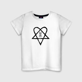 Детская футболка хлопок с принтом HIM. Heartagram (черная) в Тюмени, 100% хлопок | круглый вырез горловины, полуприлегающий силуэт, длина до линии бедер | heartgram | him | love metal | ville valo | вилле вало | хим