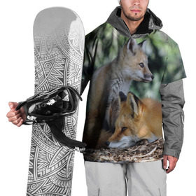 Накидка на куртку 3D с принтом Лиса и лесенок в Тюмени, 100% полиэстер |  | fox | животное | зверь | красивая | лес | лис | лиса | лисенок | лисица | лисичка | мех | патрикеевна | песец | плутовка | прикольная | природа | рыжая | рыжий цвет | сказка | хвост | хитрая | хищник