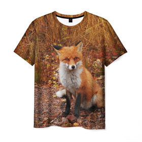 Мужская футболка 3D с принтом Лиса в Тюмени, 100% полиэфир | прямой крой, круглый вырез горловины, длина до линии бедер | fox | животное | зверь | красивая | лес | лис | лиса | лисенок | лисица | лисичка | мех | патрикеевна | песец | плутовка | прикольная | природа | рыжая | рыжий цвет | сказка | хвост | хитрая | хищник