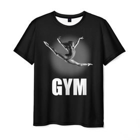 Мужская футболка 3D с принтом Gym в Тюмени, 100% полиэфир | прямой крой, круглый вырез горловины, длина до линии бедер | girl | jump | sport | sportswoman | гимнастика | девушка | прыжок | спорт | спортсменка | фитнес