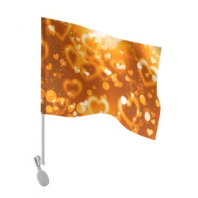 Флаг для автомобиля с принтом Сердечки в золоте в Тюмени, 100% полиэстер | Размер: 30*21 см | Тематика изображения на принте: желтый | золотое | сердечки | яркий