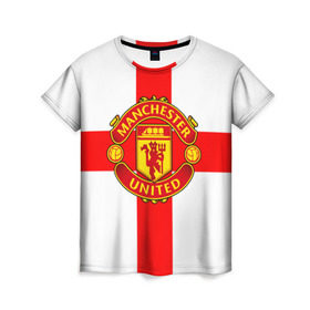 Женская футболка 3D с принтом Manchester united в Тюмени, 100% полиэфир ( синтетическое хлопкоподобное полотно) | прямой крой, круглый вырез горловины, длина до линии бедер | 3д | fc | manchester united | mu | англия | британия | игра | канониры | красные дьяволы | лондон | манчестер | мю | флаг | флаг британии | футбол | эмблема