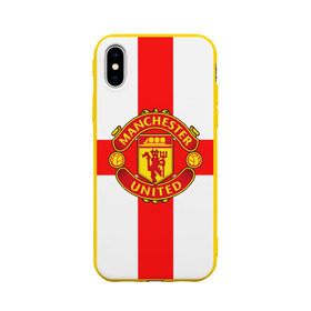 Чехол для Apple iPhone X силиконовый матовый с принтом Manchester united в Тюмени, Силикон | Печать на задней стороне чехла, без боковой панели | 3д | fc | manchester united | mu | англия | британия | игра | канониры | красные дьяволы | лондон | манчестер | мю | флаг | флаг британии | футбол | эмблема