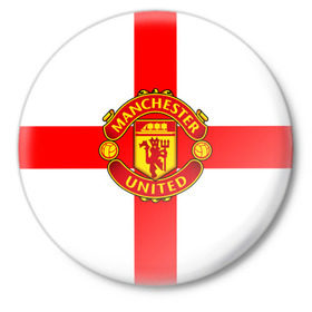 Значок с принтом Manchester united в Тюмени,  металл | круглая форма, металлическая застежка в виде булавки | 3д | fc | manchester united | mu | англия | британия | игра | канониры | красные дьяволы | лондон | манчестер | мю | флаг | флаг британии | футбол | эмблема