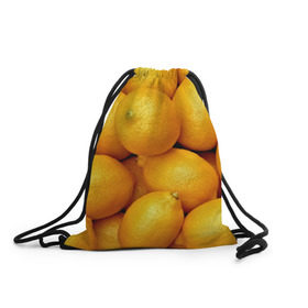 Рюкзак-мешок 3D с принтом Лимончики в Тюмени, 100% полиэстер | плотность ткани — 200 г/м2, размер — 35 х 45 см; лямки — толстые шнурки, застежка на шнуровке, без карманов и подкладки | Тематика изображения на принте: 3d | витамин | еда | желтый | лето | лимон | много | пища | прикольные | сочные | фрукты | цитрус | яркие