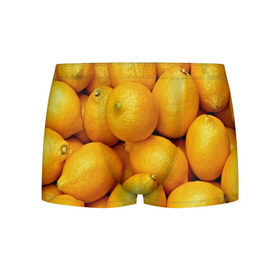 Мужские трусы 3D с принтом Лимончики в Тюмени, 50% хлопок, 50% полиэстер | классическая посадка, на поясе мягкая тканевая резинка | 3d | витамин | еда | желтый | лето | лимон | много | пища | прикольные | сочные | фрукты | цитрус | яркие